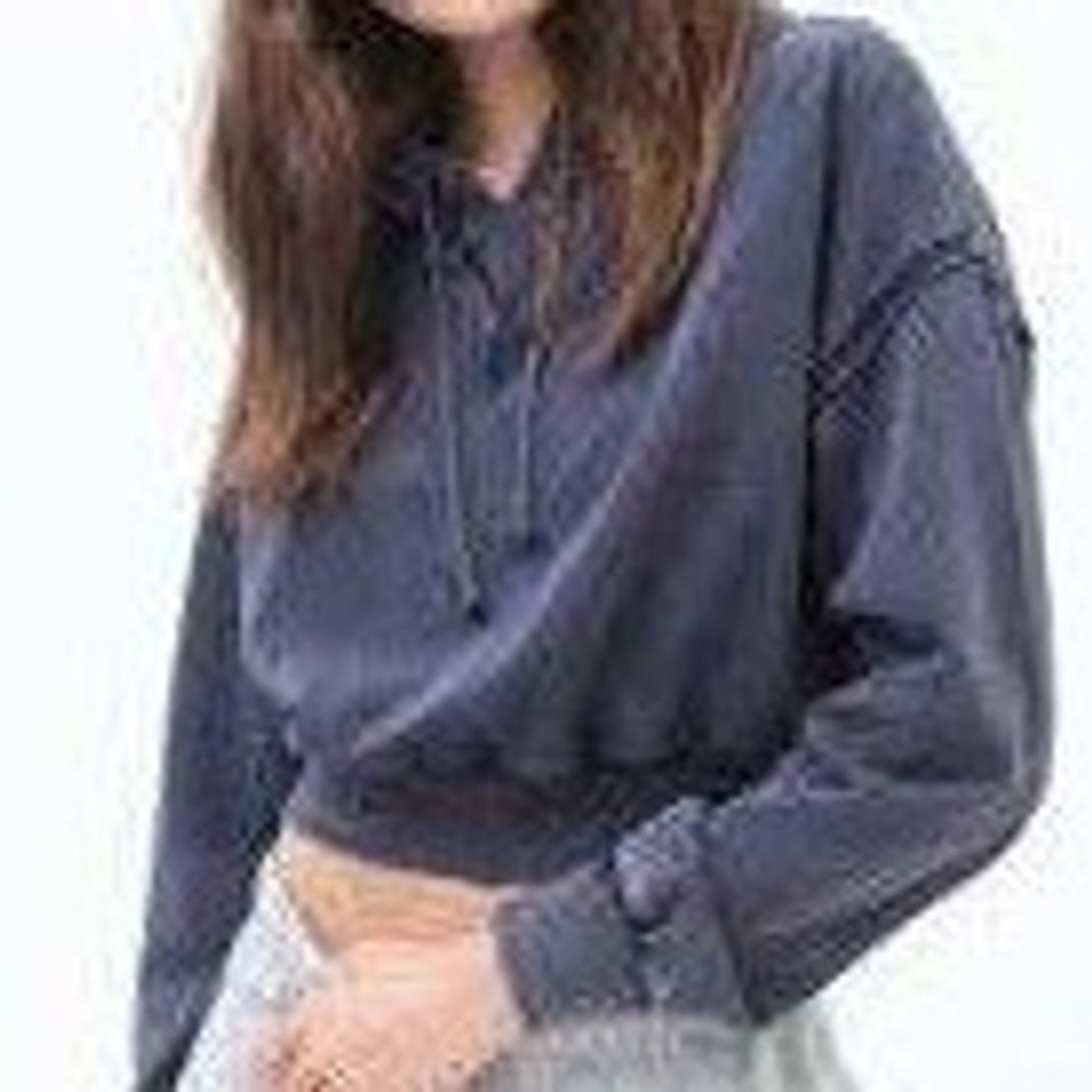 NWT Aeropostale Indigo Wash Shrunken Pullover Hoodie Size Medium
